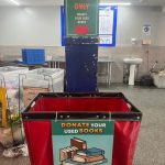 Used book donation cart located at Pitt Meadows Bottle Depot.